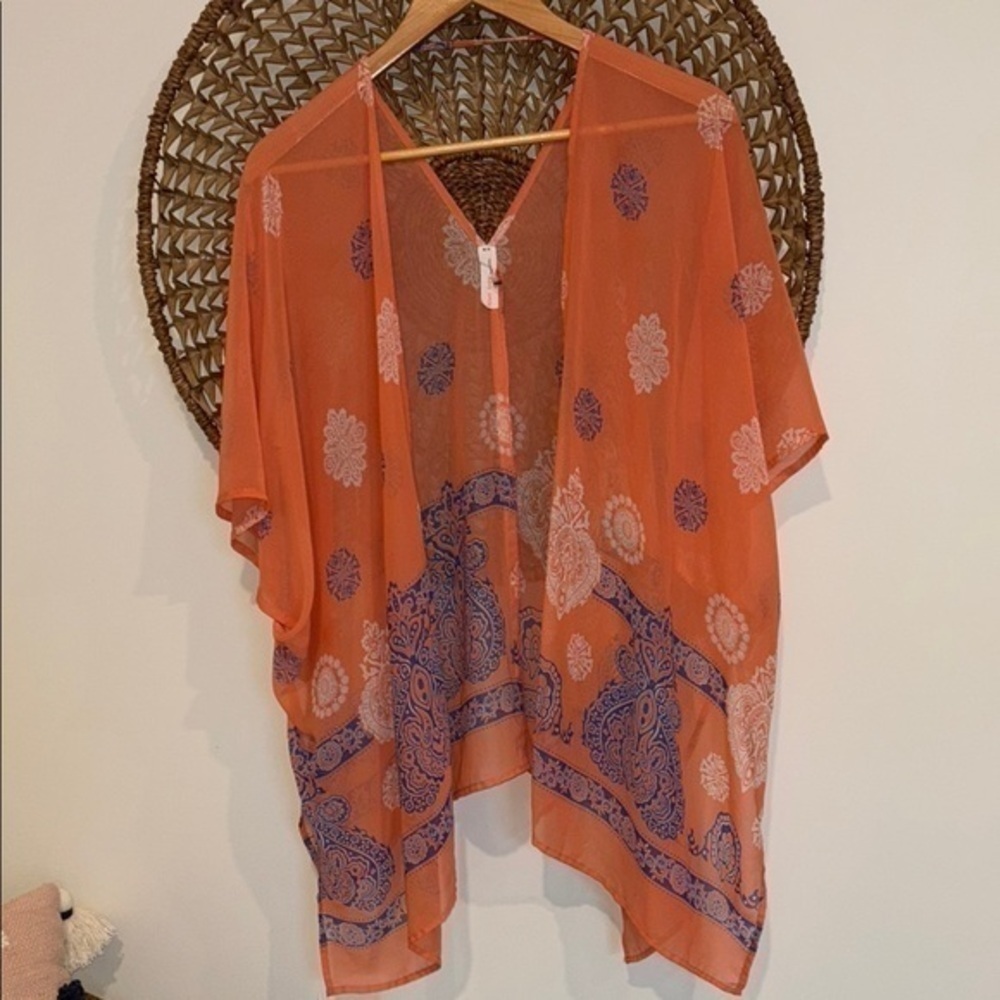 Francesca’s Orange and Blue Paisley Women's top size small/medium